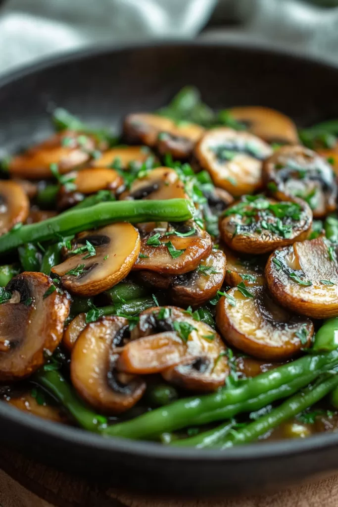 green bean and mushrooms