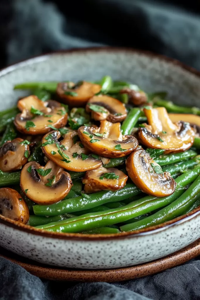 green bean and mushrooms