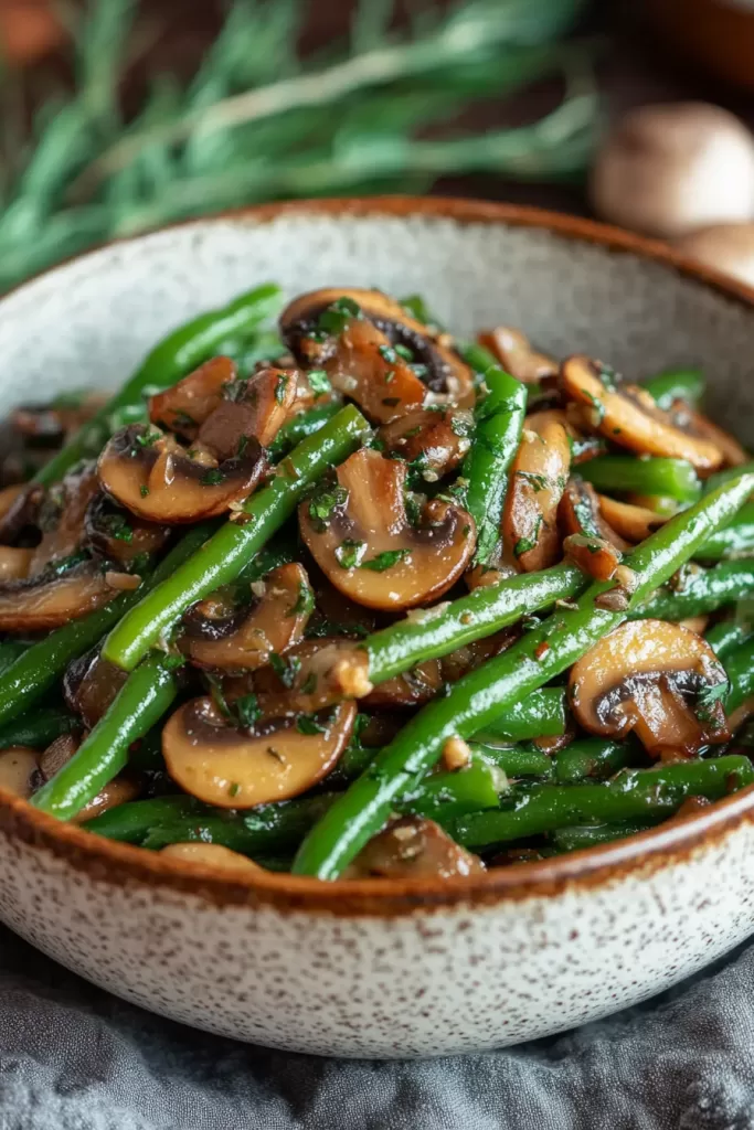 green bean and mushrooms