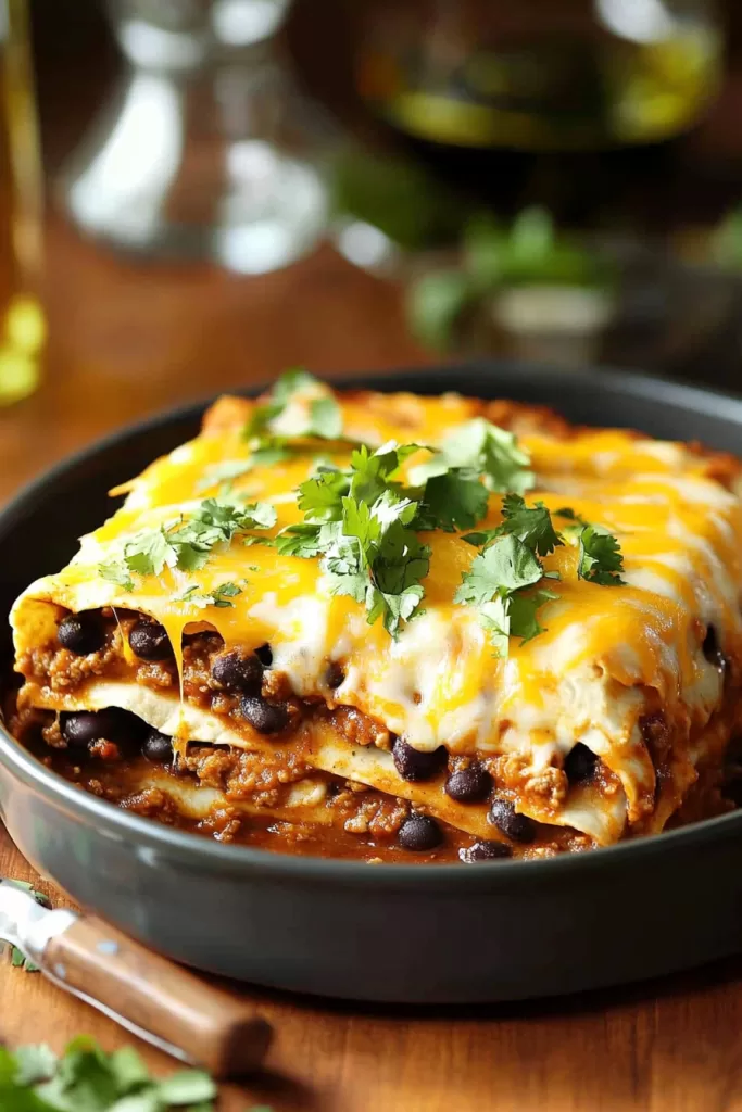 black bean and beef enchilada casserole