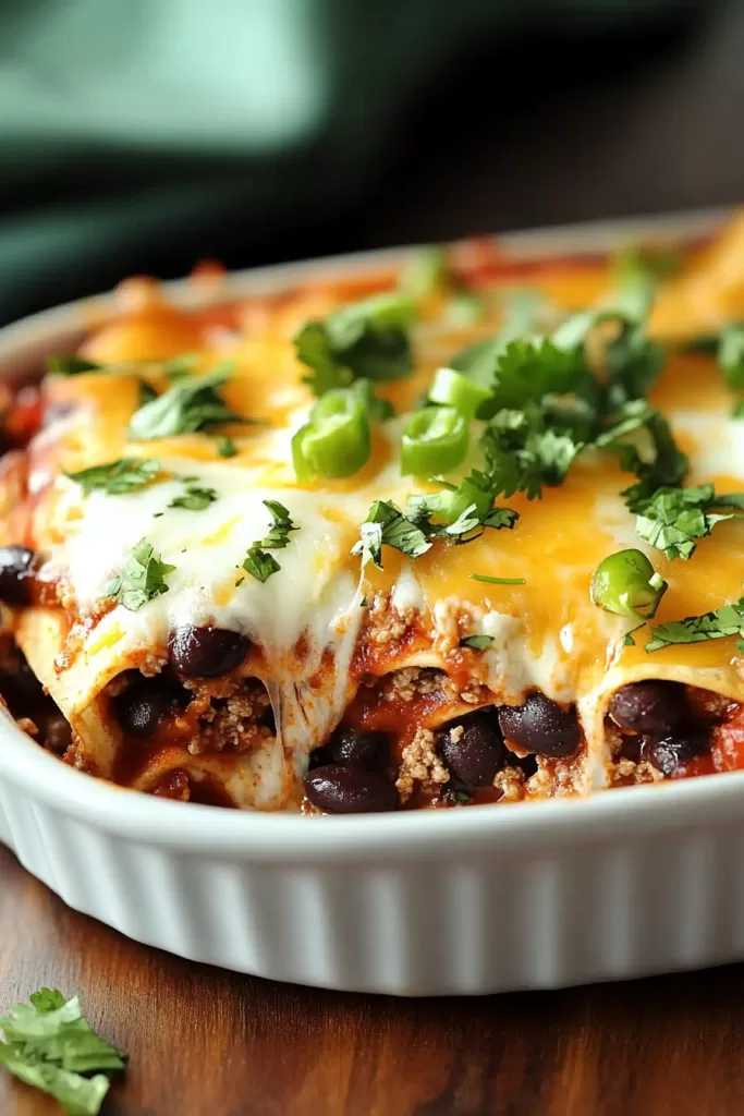 black bean and beef enchilada casserole