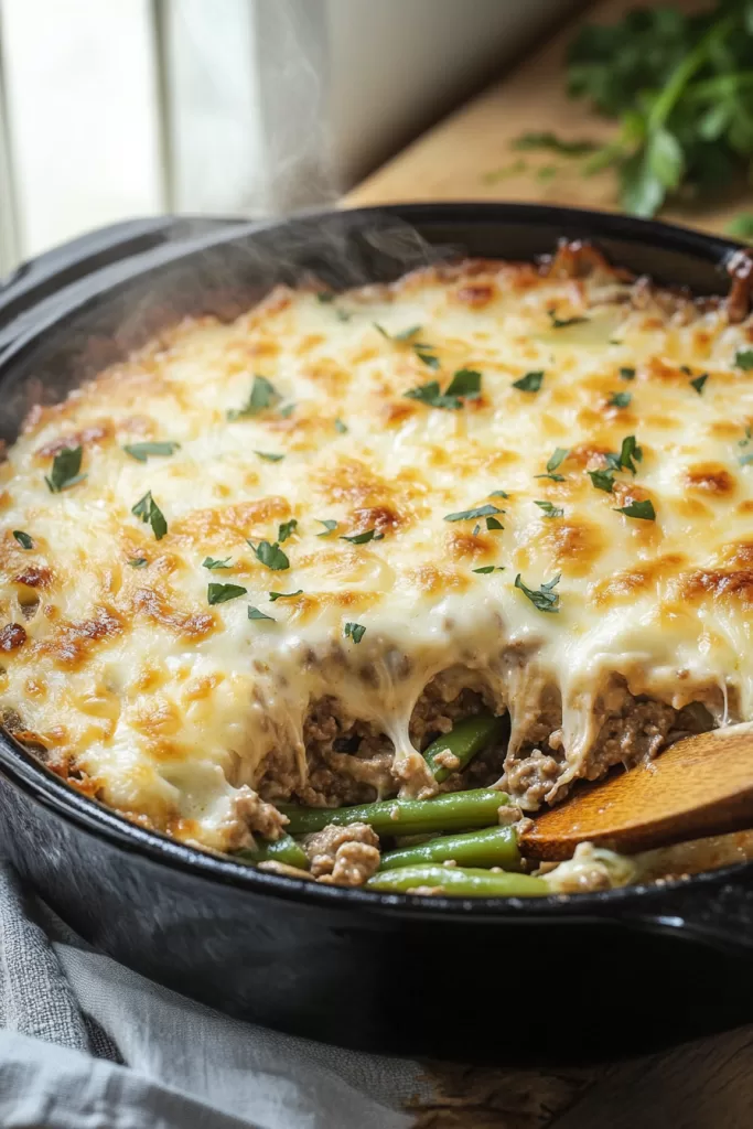 keto green bean hamburger casserole