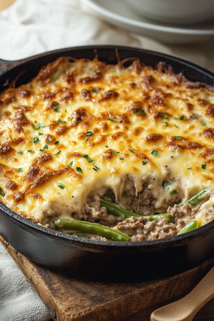 keto green bean hamburger casserole