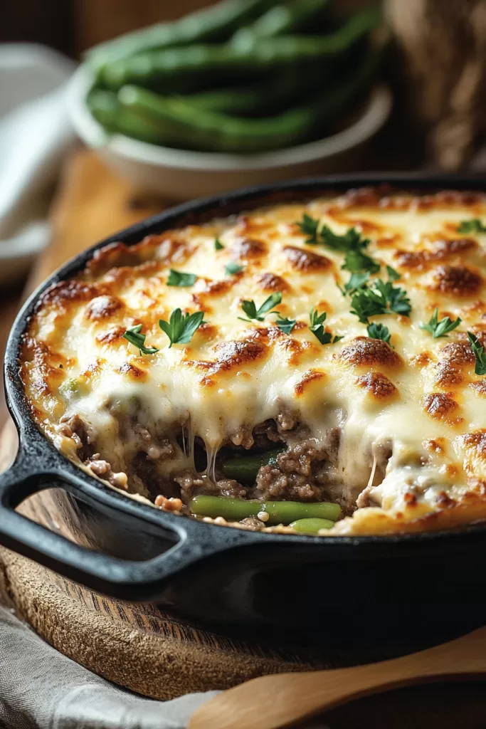 keto green bean hamburger casserole