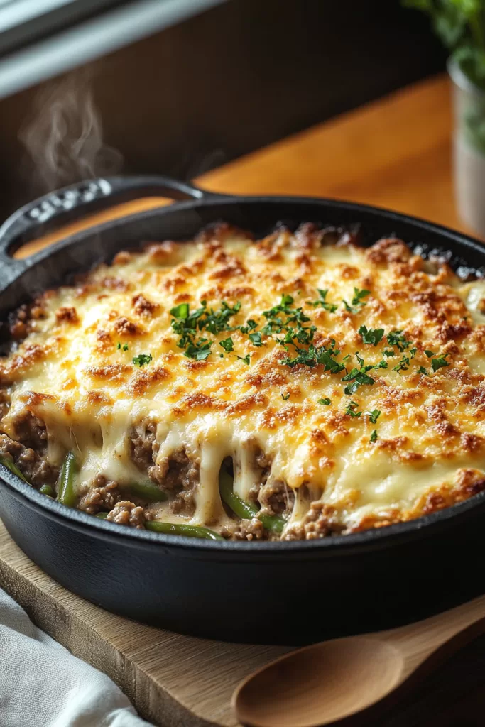 keto green bean hamburger casserole