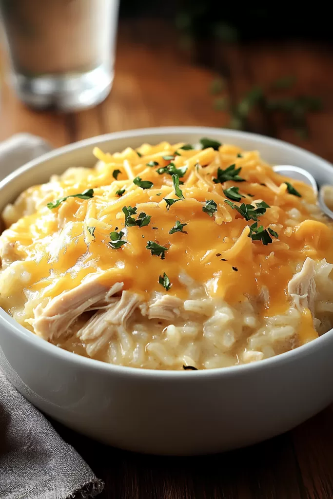 crockpot cheesy chicken and rice