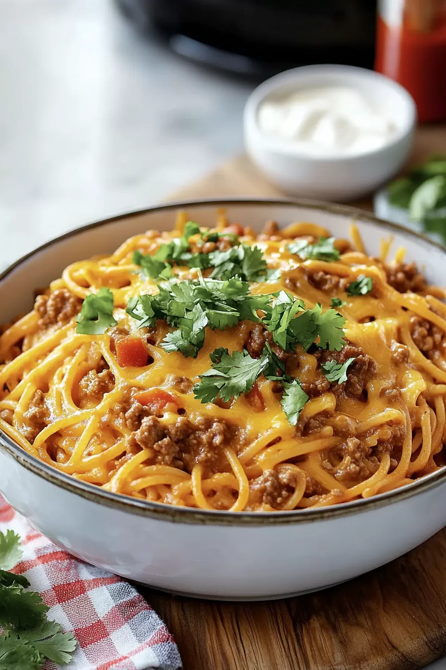 crockpot taco spaghetti