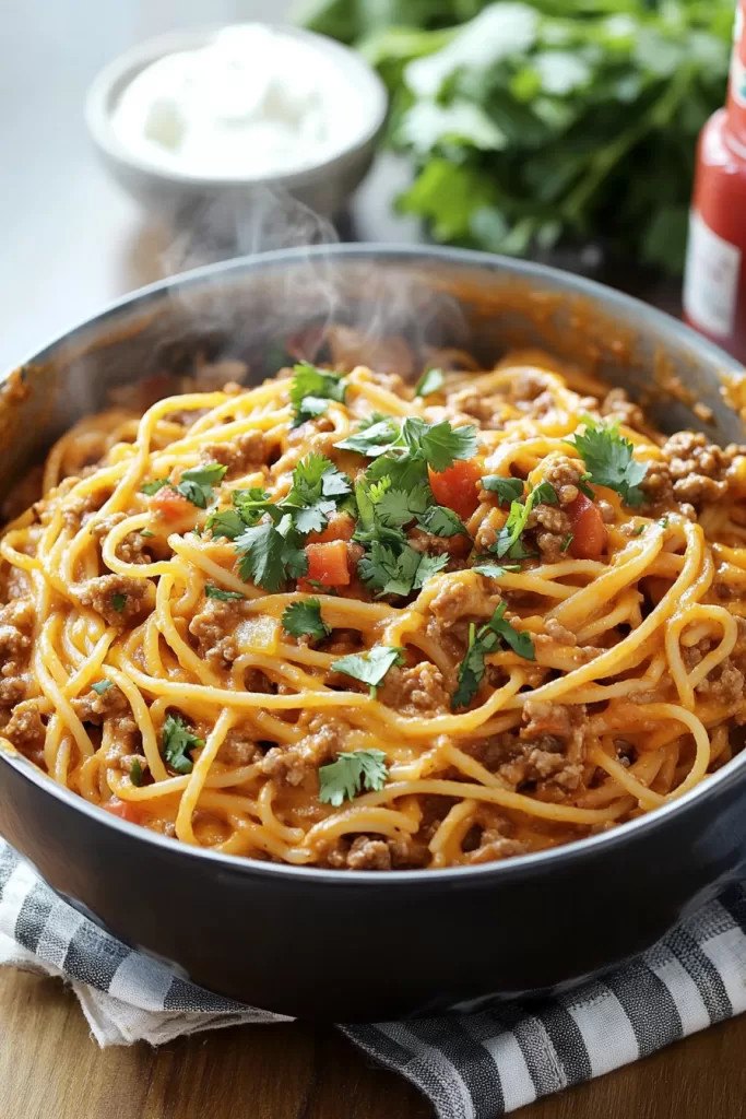crockpot taco spaghetti