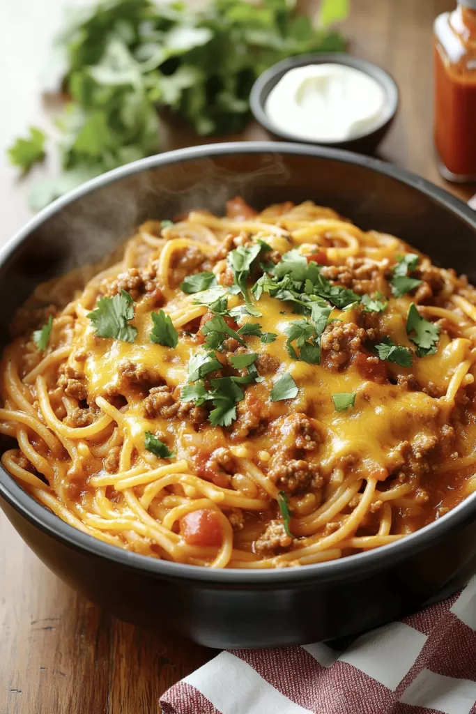 crockpot taco spaghetti