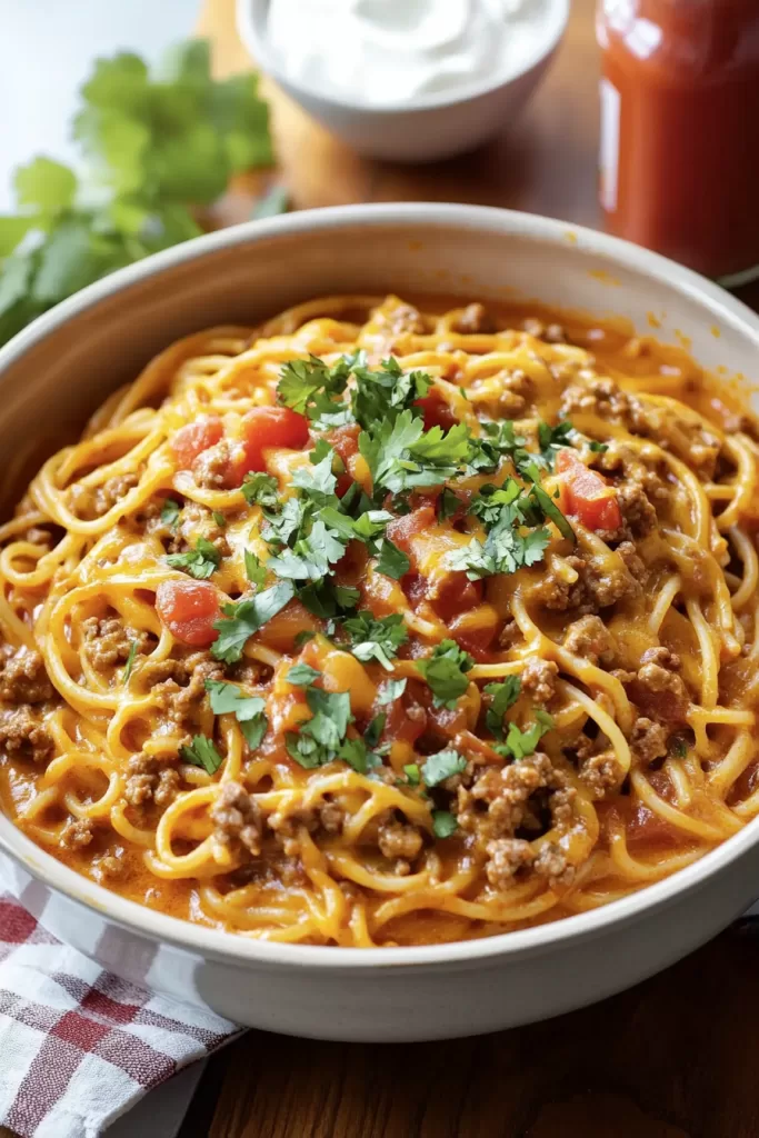 crockpot taco spaghetti